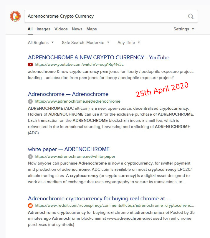 Adrenochrome (ADC) as a Cryptocurrency