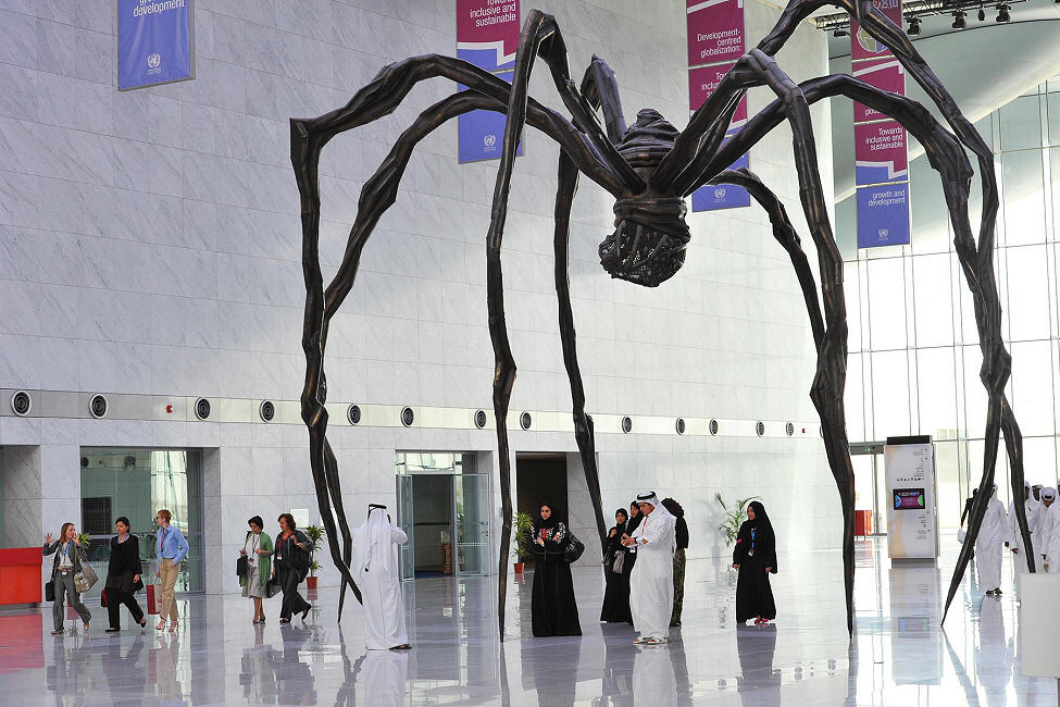 Maman - giant spider - at Qatar National Convention Center, Doha, Qatar. Artist Louise Bourgeois