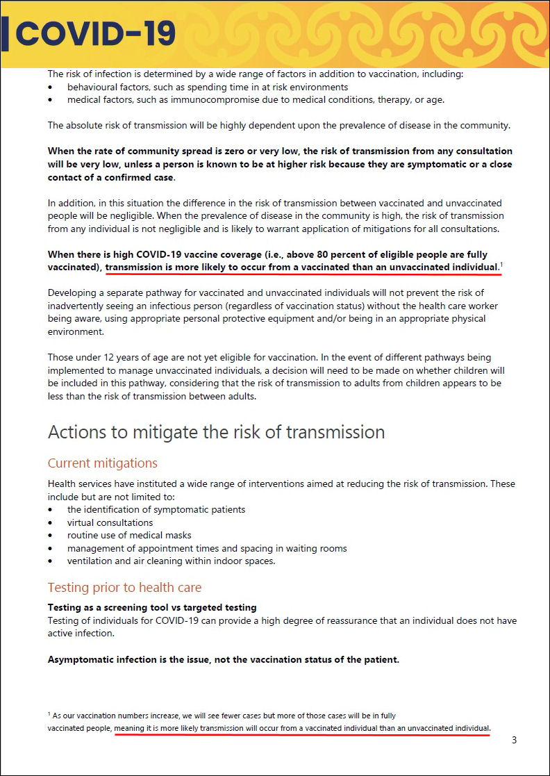 MINISTRY of HEALTH - Transmission is more likely to occur from a vaccinated than an unvaccinated individual