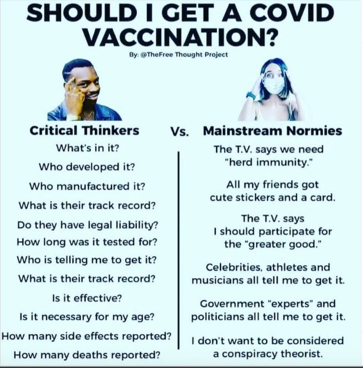 Should I Get A Covid Vaccination? Critical Thinkers vs Mainstream Normies