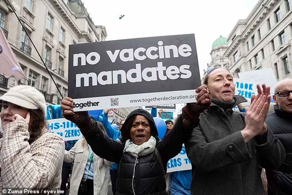 Anti-lockdown and anti-vaccine groups jointly protested against the restrictions imposed by the British government