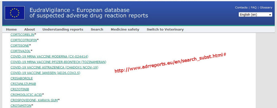 European database of suspected adverse drug reaction reports - Search