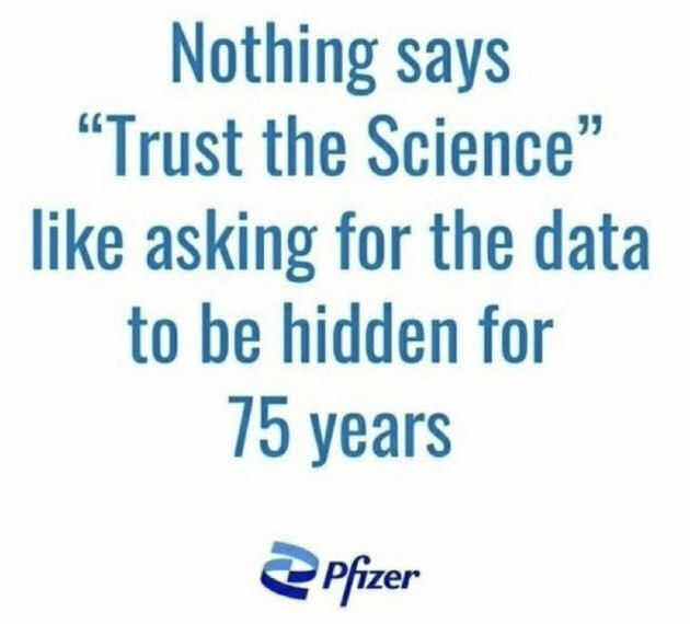 Nothing says Trust the Science like asking for the data to be hidden for 75 years!