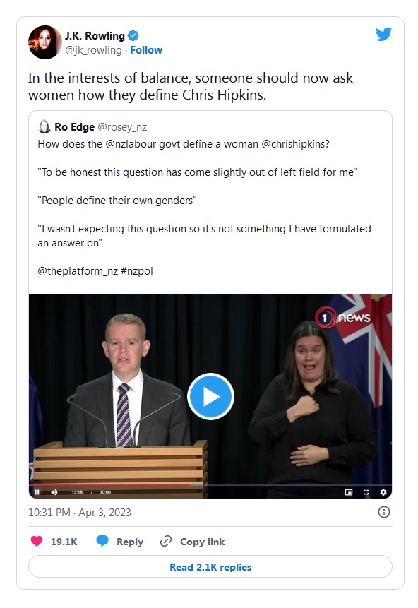 Trans rights: Chris Hipkins asked to define what a woman is, gives a 60-second response