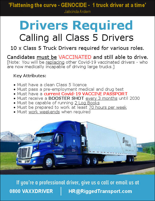 10 x Truck Drivers Wanted - Must have current Vaccine Passport - must be vaccinated and still able to work