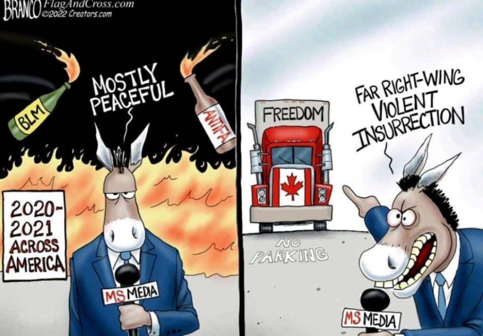 MSM claims that violent BLM & Antifa are Peaceful - and that peaceful truckers are Violent Right Wing Extremists!