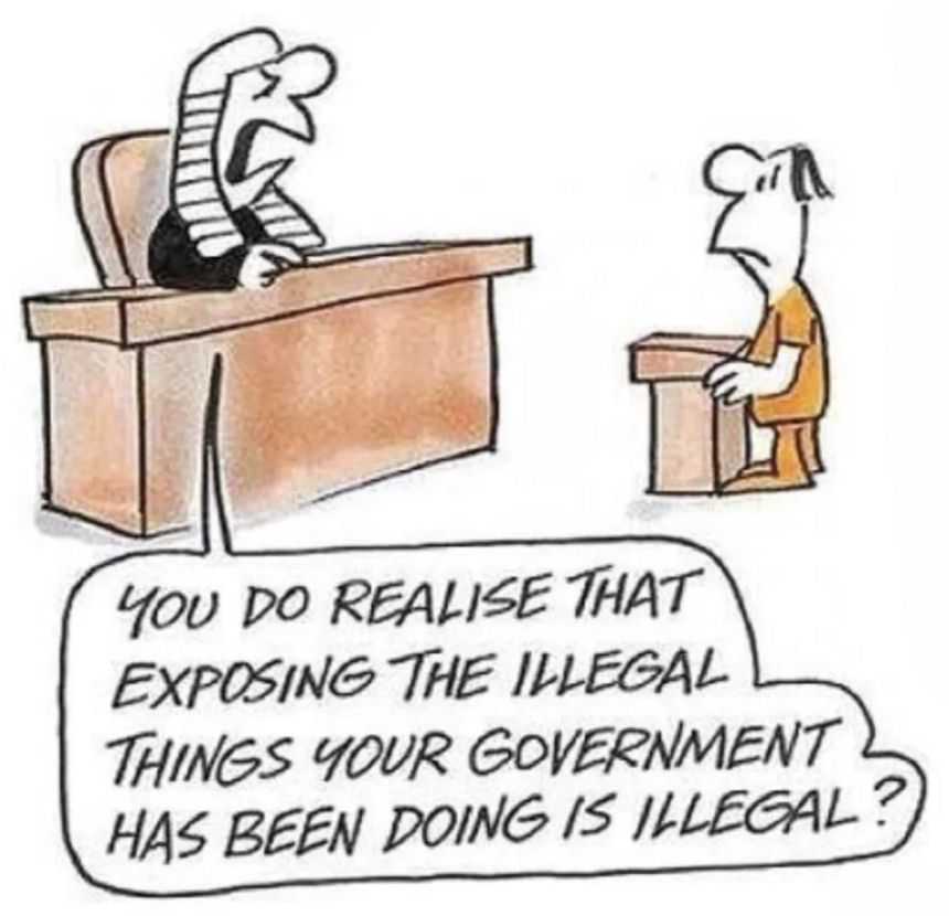 Currupt judges deem it illegal to expose governments behaving illegally