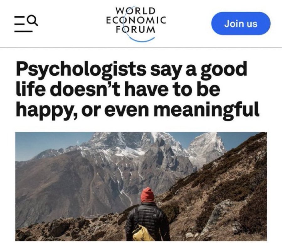 World Economic Forum: Psychologists say a good life doesn't have to be happy, or even meaningful