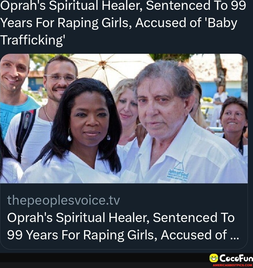 Oprah Winfrey Facing Life Behind Bars On Child Sex Trafficking Charges, like her pedophile friend John of God!