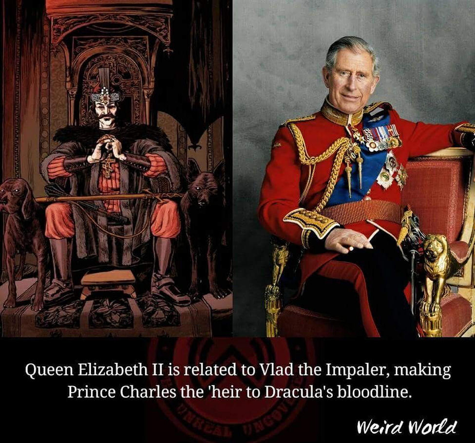 Queen Elizabeth II is related to Vlad the Impaler, making Prince Charles the heir to Draculas bloodline.