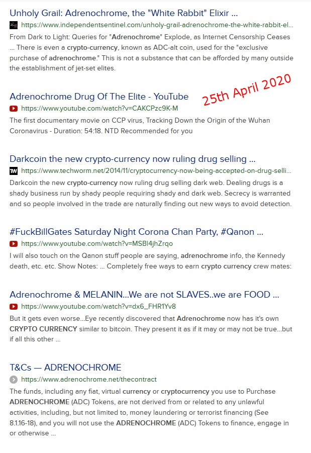 Adrenochrome (ADC) as a Cryptocurrency