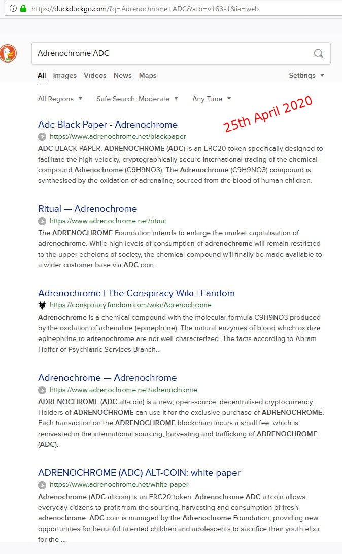 Adrenochrome (ADC) as a Cryptocurrency
