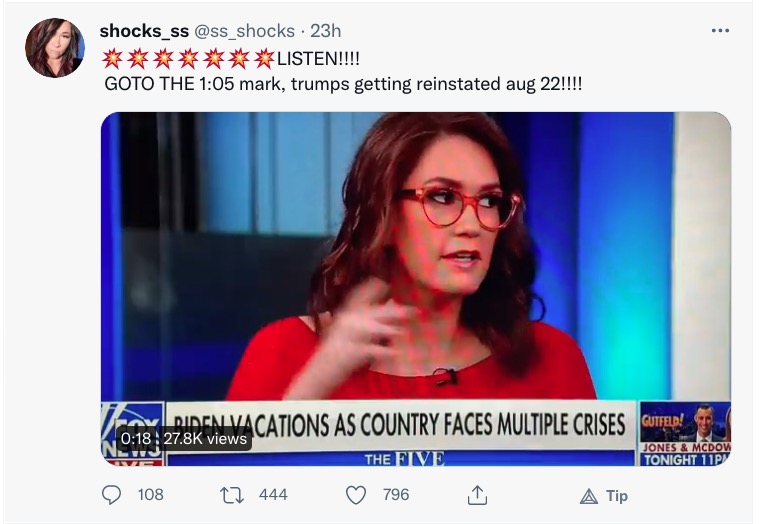 Fox News - Donald Trump to be reinstated on 22nd August 2021