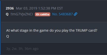 At what stage of the game do you play the TRUMP card? Q