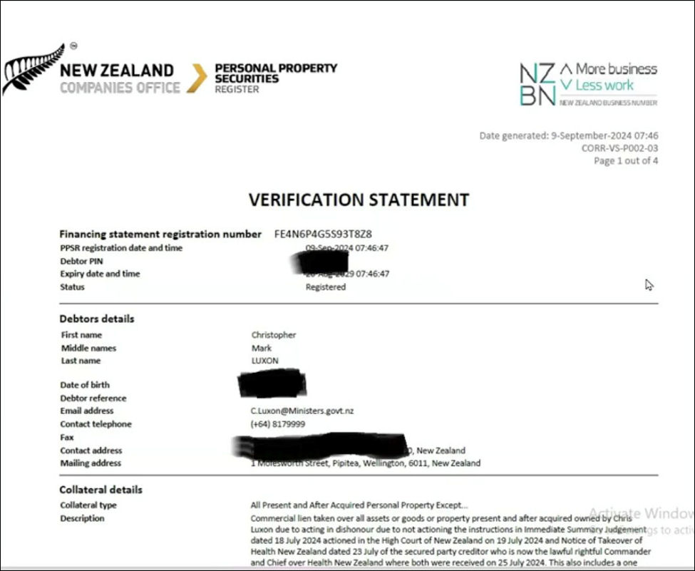 Ex District Health Board Worker Janine Arabella Files Liability Notices, Liens & Affidavits Against the NZ Government!