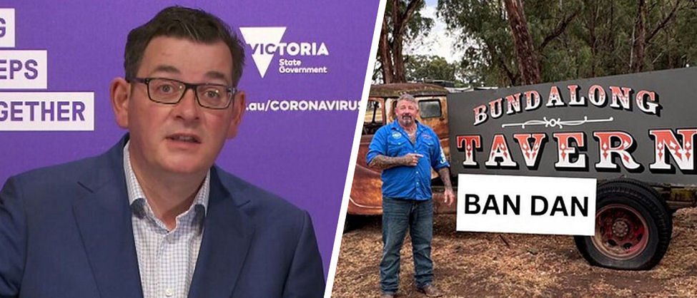 Former premier and dictator Dan Andrews booted out of Bundalong pub! Tradies will not build for him!